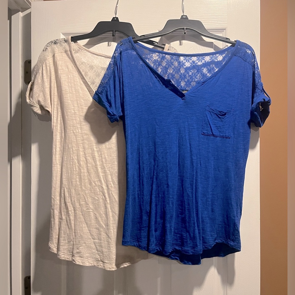 Two Lace Detail Shirts from Express